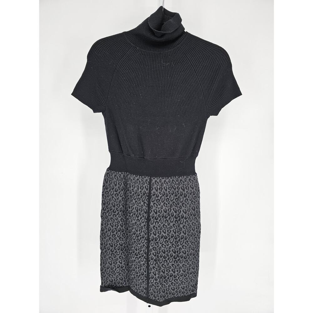 Calvin Klein Women's Black Short Sleeve Turtle Neck Knee Length Dress Size S